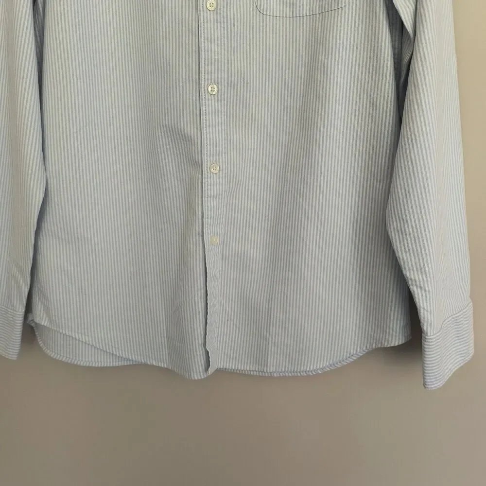 J Crew Flex Oxford Shirt NEW Mens L Slim Blue Stripe $89 Coastal Career Vacation